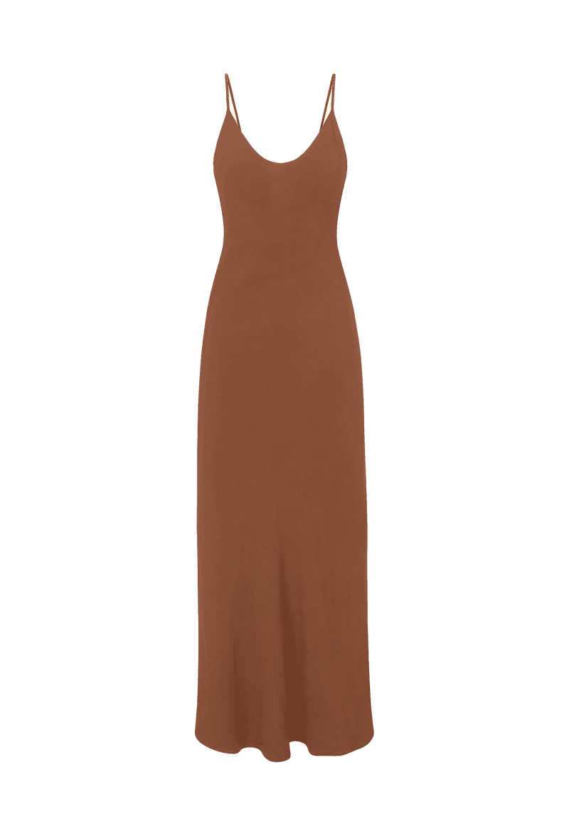 ANMO HARLOWBIASCUTSLIPDRESS TAWNY