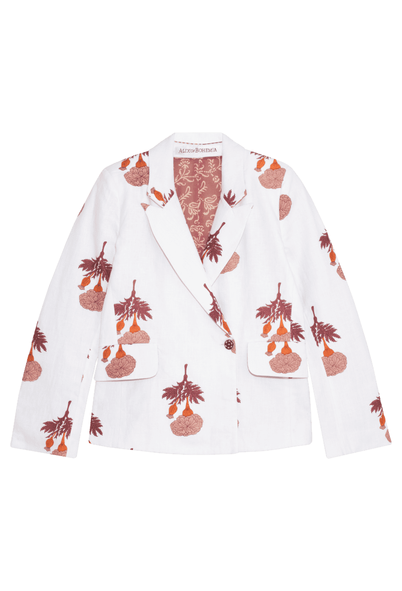 AOB DREE LINEN BLAZER TEA ROSE front