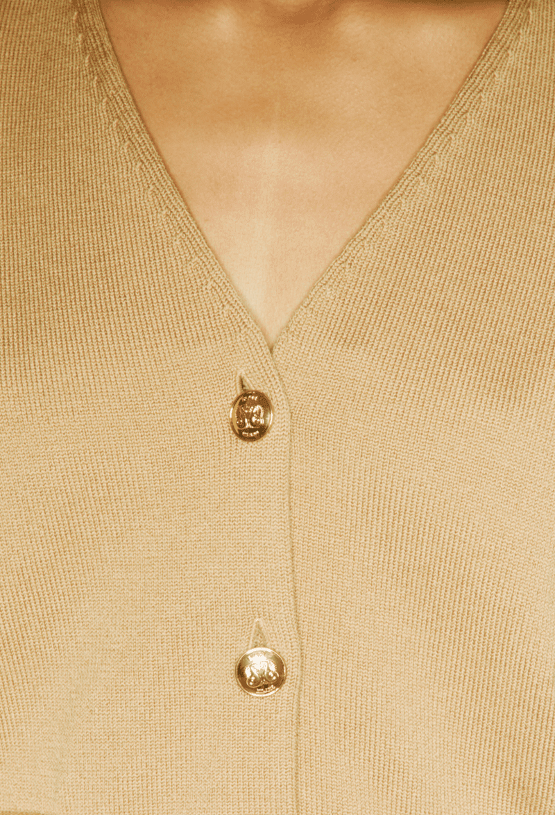 BLZ CARDIGANV NECK CAMEL detail