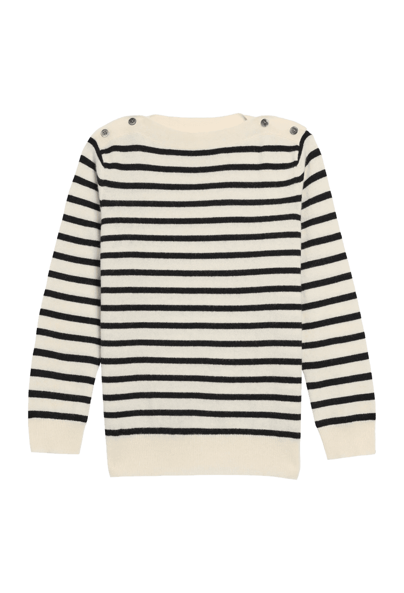 DEMYLEE JAMIESTRIPECASHMERESWEATER BLACK IVORY front 1