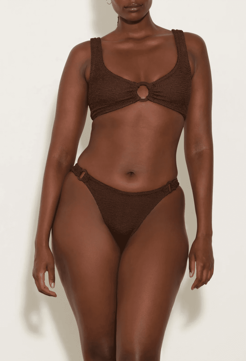 HG HALLIEBIKINI METALLICCHOCOLATE front 1