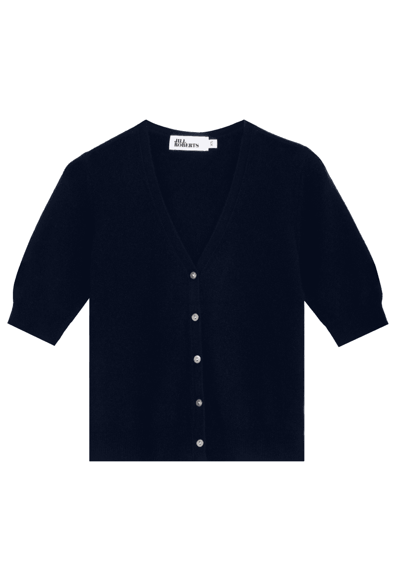 JR ELBOWSLEEVEV NECKCARDIGAN NAVY