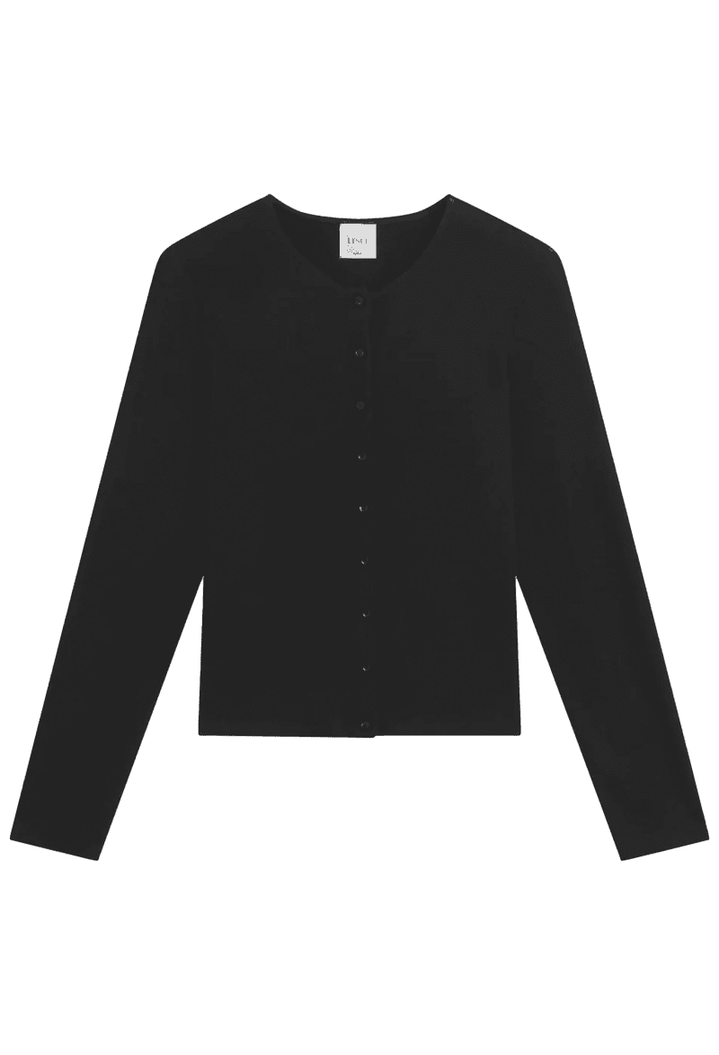 LES LAURENCLASSICCARDIGAN BLACK front 2