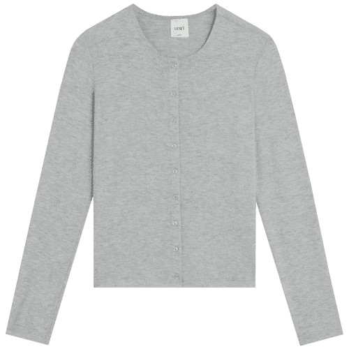 LES LAURENCLASSICCARDIGAN GREYMELANGE front