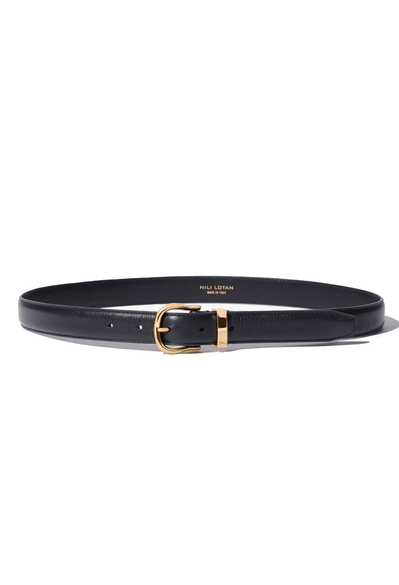 NL LOUISEBELT BLACKW SHINYBRASSBUCKLE front