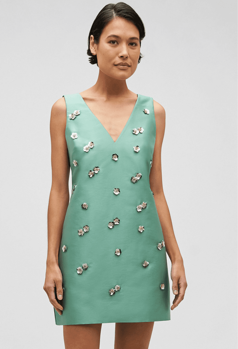 ORO EMBELLISHEDSHIFTDRESS MINTLEAF front 2