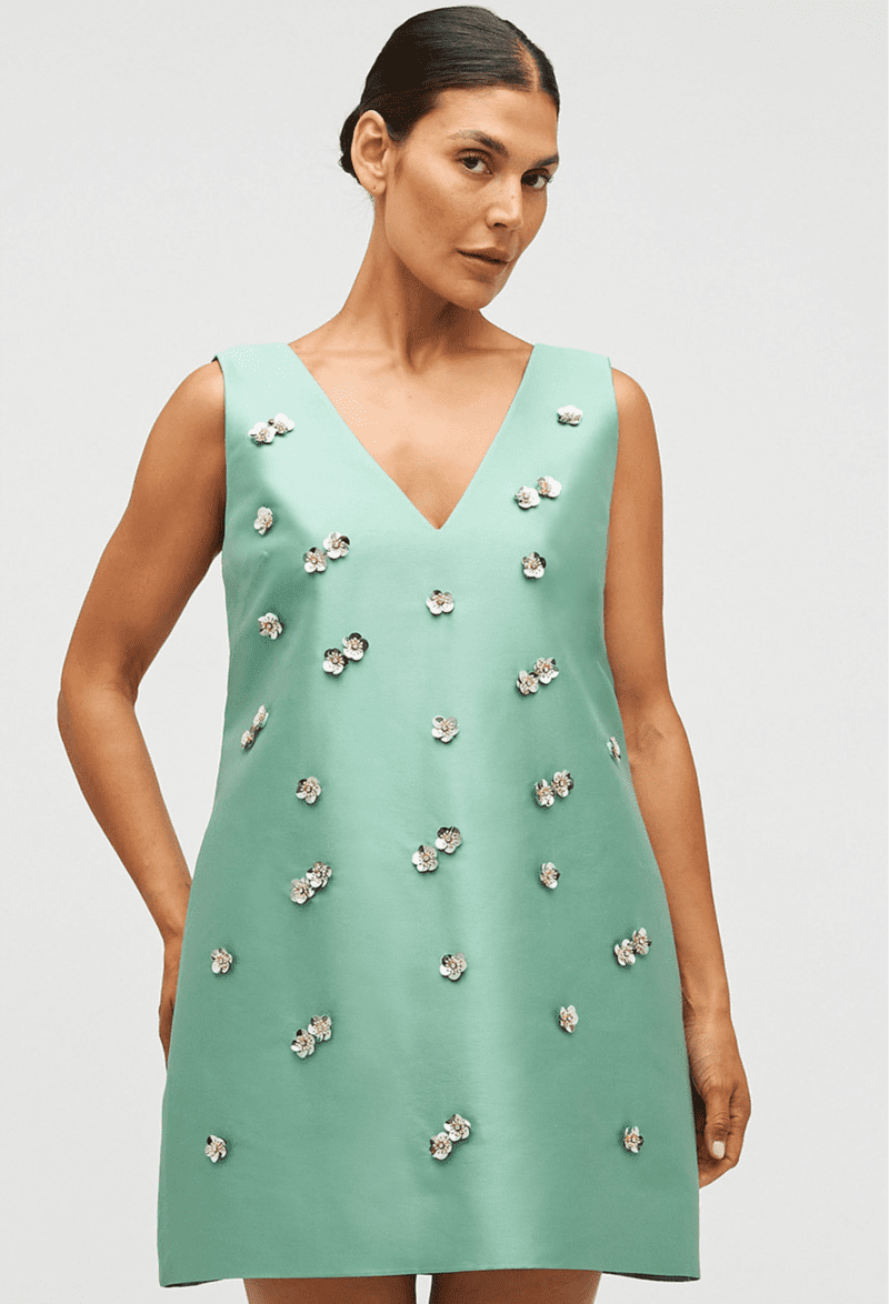 ORO EMBELLISHEDSHIFTDRESS MINTLEAF front 4