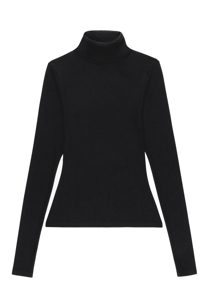 SPRWMN LONGSLEEVETURTLENECKTOP BLACK front 1