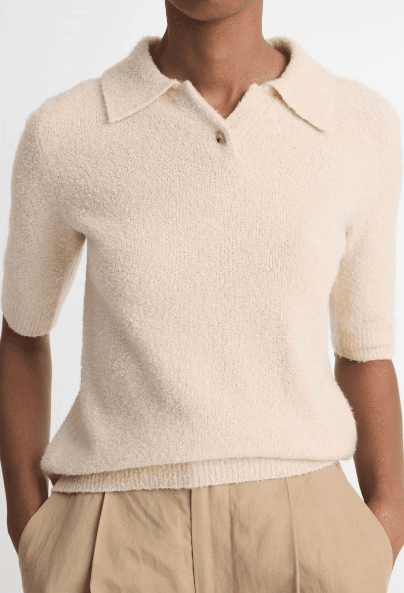 VIN SOFTBOUCLESILK BLENDPOLOSWEATER BEACH detail