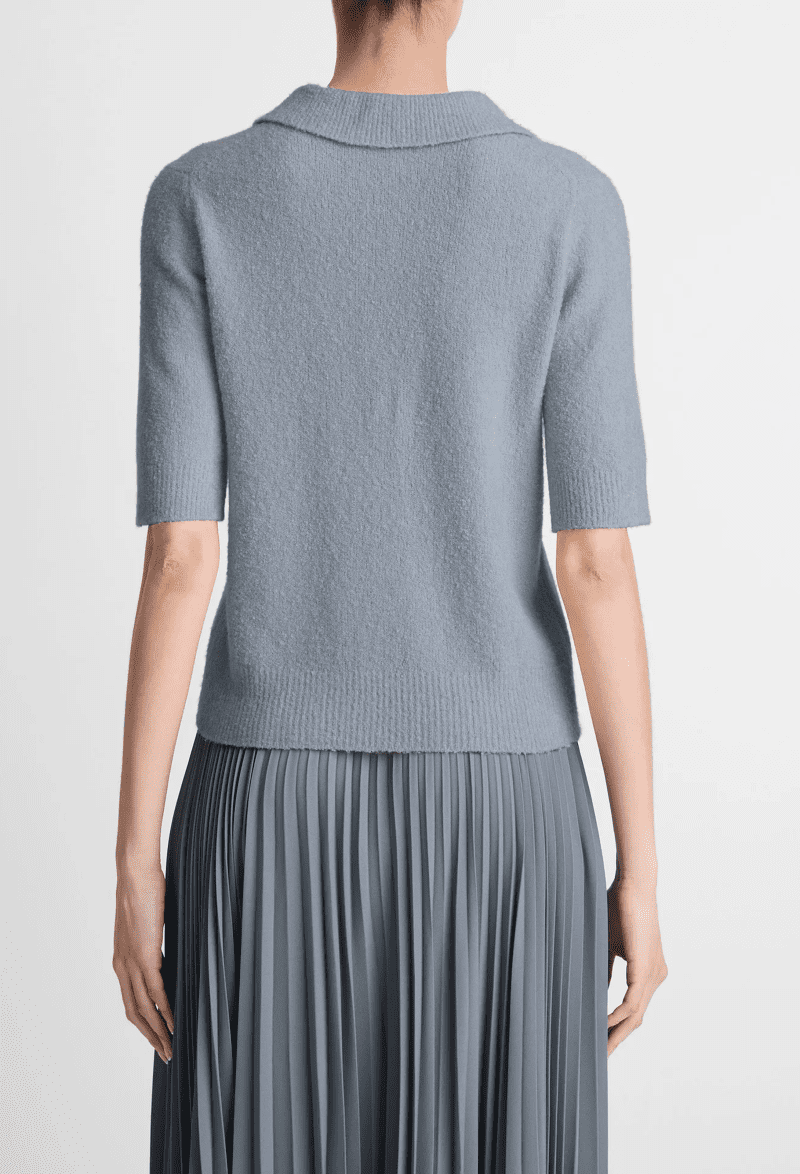 VIN SOFTBOUCLESILK BLENDPOLOSWEATER LAKESTONE back