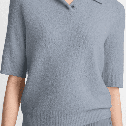 VIN SOFTBOUCLESILK BLENDPOLOSWEATER LAKESTONE detail