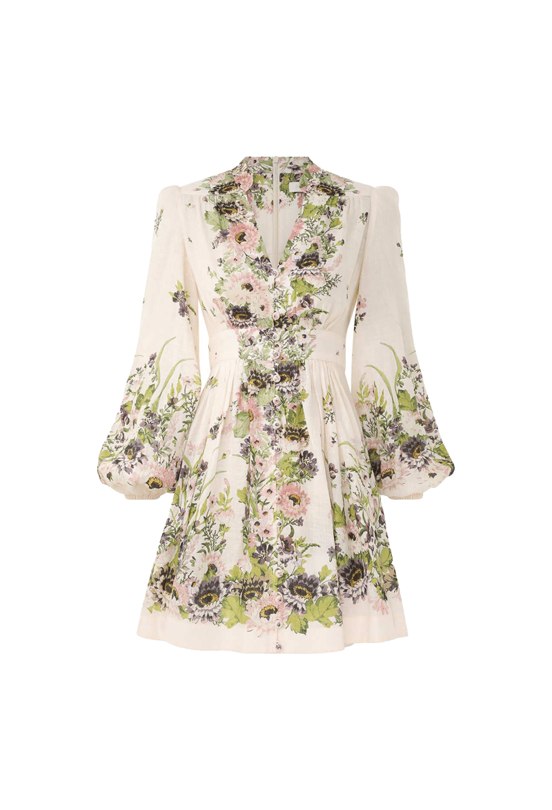 ZIM HALLIDAYPLUNGEMIDIDRESS CREAMMULTIFLORAL front 2