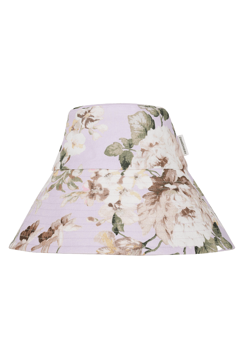 ZIM PRINTEDLONGBRIMBUCKETHAT LILACFLORAL front